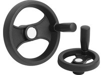 KIPP K0725.4100XCP 2-SPOKE HANDWHEEL D1=99 REAMED HOLE D2=05 POLYAMIDE COMP:POLYAMIDE REVOLVING GRIP