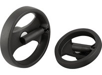 KIPP K0725.6130XCN 2-SPOKE HANDWHEEL D1=129 REAMED HOLE D2=0312 POLYAMIDE COMP:POLYAMIDE FOLDING GRIP