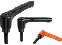 KIPP K0737.2A31X15 ADJUSTABLE HANDLE FLAT SIZE:2 5/16-18X15 ZINC BLACK SATIN POWDER COATED COMP:STEEL BLACK OXIDIZED