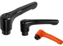 KIPP K0737.3A41 ADJUSTABLE HANDLE FLAT SIZE:3 3/8-16 ZINC BLACK SATIN POWDER COATED COMP:STEEL BLACK OXIDIZED