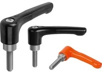 KIPP K0738.2061X20 ADJUSTABLE HANDLE FLAT SIZE:2 M06X20 ZINC BLACK SATIN POWDER COATED COMP:STAINLESS STEEL BRIGHT