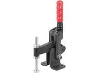 KIPP K1253.06000 TOGGLE CLAMP VERTICAL HEAVY VERSION HORIZONTAL FOOT F1=6000 FIXED CLAMPING SPINDLE M12X100 STEEL HARDENED AND