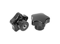 KIPP K1297.50A4 FIVE LOBE GRIP POLISHED D=3/8-16 FORM:K THERMOSET BLACK COMP:FREE-CUTTING STEEL