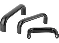 KIPP K1458.31600825 PULL HANDLE OVAL L=177 A=160 D=M08 THERMOSET BLACK COMP:STAINLESS STEEL BRIGHT