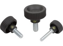 KIPP K1473.11180424X15 KNURLED SCREW ANTISTATIC D=M04X15 D1=18 H=13 THERMOPLASTIC BLACK RAL9011 COMP:FREE-CUTTING STEEL BP