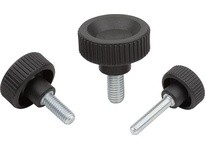 KIPP K1473.18042X10 KNURLED SCREW D=M04X10 D1=18 H=13 THERMOPLASTIC BLACK RAL7021 COMP:STAINLESS STEEL BR BRIGHT
