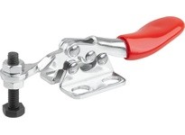 KIPP K1541.10500 TOGGLE CLAMP HORIZONTAL MINI HORIZONTAL FOOT F1=500 FIXED CLAMPING SPINDLE M04X20 STAINLESS STEEL BRIGHT