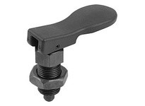 KIPP K1584.9105AL INDEXING PLUNGER WITH ECCENTRIC HANDLE W. DETENT SIZE:1 3/8-24 D=5 FORM:B WITH LOCKNUT STEEL HARDENED AND BLAC