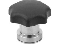 KIPP K1596.312 STAR GRIP WITH CLAMP FORCE INTENSIF D=M12 D1=63 H=47 FORM:K THERMOPLASTIC BLACK COMP:STAINLESS
