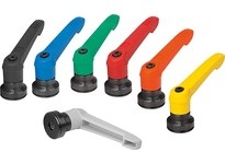 KIPP K1597.31086 ADJUSTABLE HANDLE WITH CLAMP FORCE INTENSIF SIZE:3 M10 PLASTIC GREEN RAL6032 COMP:STEEL BLACK OXIDIZED