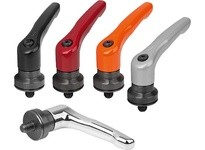 KIPP K1599.4106X20 ADJUSTABLE HANDLE WITH CLAMP FORCE INTENSIF SIZE:4 M10X20 ZINC SILVER HIGH-GLOSS CHROMED COMP:STEEL BLACK