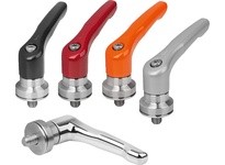 KIPP K1626.4101X50 ADJUSTABLE HANDLE WITH CLAMP FORCE INTENSIF SIZE:4 M10X50 ZINC BLACK SATIN POWDER COATED COMP:STAINLESS