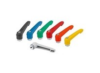 KIPP K1660.3101 ADJUSTABLE HANDLE SIZE:3 M10 PLASTIC BLACK RAL7021 COMP:STEEL TRIVALENT BLUE PASSIVATED