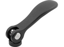KIPP K2120.05011A1 Cam Lever Size 0 D=10-32 A=52.3 B=18 Aluminum Black RAL9005 Powder-Coated Comp: Steel