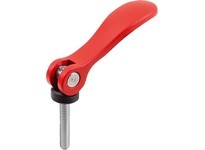 KIPP K2120.15014A2X50 Cam Lever Size 1 1/4-20X50 A=70.4 B=21.5 Aluminum Red RAL3020 Powder-Coated Comp: Steel