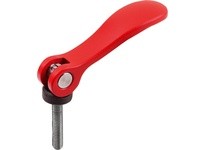 KIPP K2120.25114A3X25 Cam Lever Size 2 5/16-18X25 A=96 B=33.3 Aluminum Red RAL3020 Powder-Coated Comp: Stainless Steel