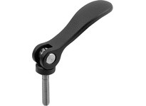 KIPP K2120.9511104X15 Cam Lever Size 9 M04X15 A=36.2 B=14.4 Aluminum Black RAL9005 Powder-Coated Comp: Stainless Steel