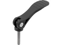 KIPP K2122.1531105X20 Cam Lever Size 1 M05X20 A=71.5 B=22 Polyamide Black Comp: Stainless Steel