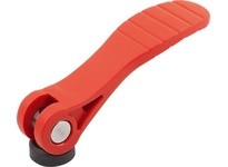 KIPP K2122.25318408 Cam Lever Size 2 D=M08 A=100 B=33 Polyamide Red RAL3020 Comp: Stainless Steel