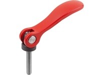 KIPP K2125.0511404X15 Cam Lever Adjustable Size 0 M04X15 A=52.3 B=18 Aluminum Red RAL3020 Powder-Coated Comp: Stainless Steel
