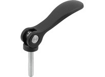 KIPP K2125.95011AEX15 Cam Lever Adjustable Size 9 8-32X15 A=36.2 B=14.4 Aluminum Black RAL9005 Powder-Coated Comp: Steel