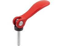 KIPP K2125.95014AEX30 Cam Lever Adjustable Size 9 8-32X30 A=36.2 B=14.4 Aluminum Red RAL3020 Powder-Coated Comp: Steel