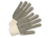 K708SKBSL Cotton/Polyester Medium Weight Natural Black Double Sided PVC Dots Ladies' Gloves | Durable & Comfortable