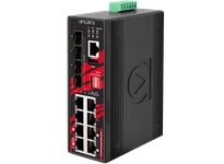Antaira LMP-1204G-SFP-bt-24 12-Port Industrial Gigabit IEEE 802.3bt PoE++ Light Layer 3 Managed Ethernet Switch with 4*10/100/10