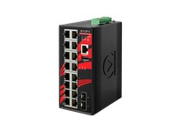 Antaira LMX-1802G-SFP-T 18-Port Industrial Gigabit Light Layer 3 Managed Ethernet Switch w/16*10/100/1000Tx Ports + 2*100/1000 S