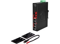 Antaira LNP-0501-M-T 5-Port Industrial PoE+ Unmanaged Ethernet Switch w/4*10/100TX (30W/Port) + 1*100Fx Multi-mode 2Km EOT: -40~