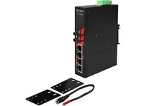 Antaira LNP-0501-ST-M-T 5-Port Industrial PoE+ Unmanaged Ethernet Switch w/4*10/100TX (30W/Port) + 1*100Fx Multi-mode 2Km ST Con