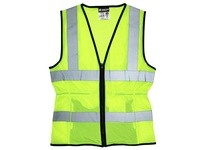 MCR LVCL2MLM Class 2 Ladies Value Mesh 2 Silver Stripe Zipper Closure | Fluor Lime Safety Gear