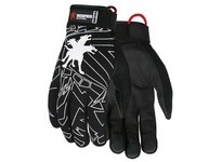 MCR MB100M Memphis Multitask Black Synthetic Leather Palm/Fingertips Black Adjustable Wrist Closure Black Fabric Back w/